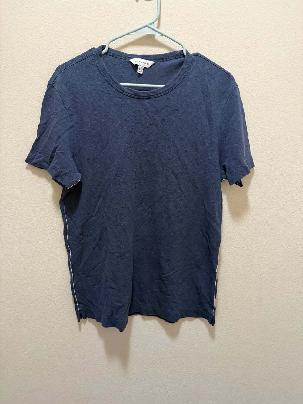 Club Monaco Blue Textured Crewneck T-Shirt Size Medium